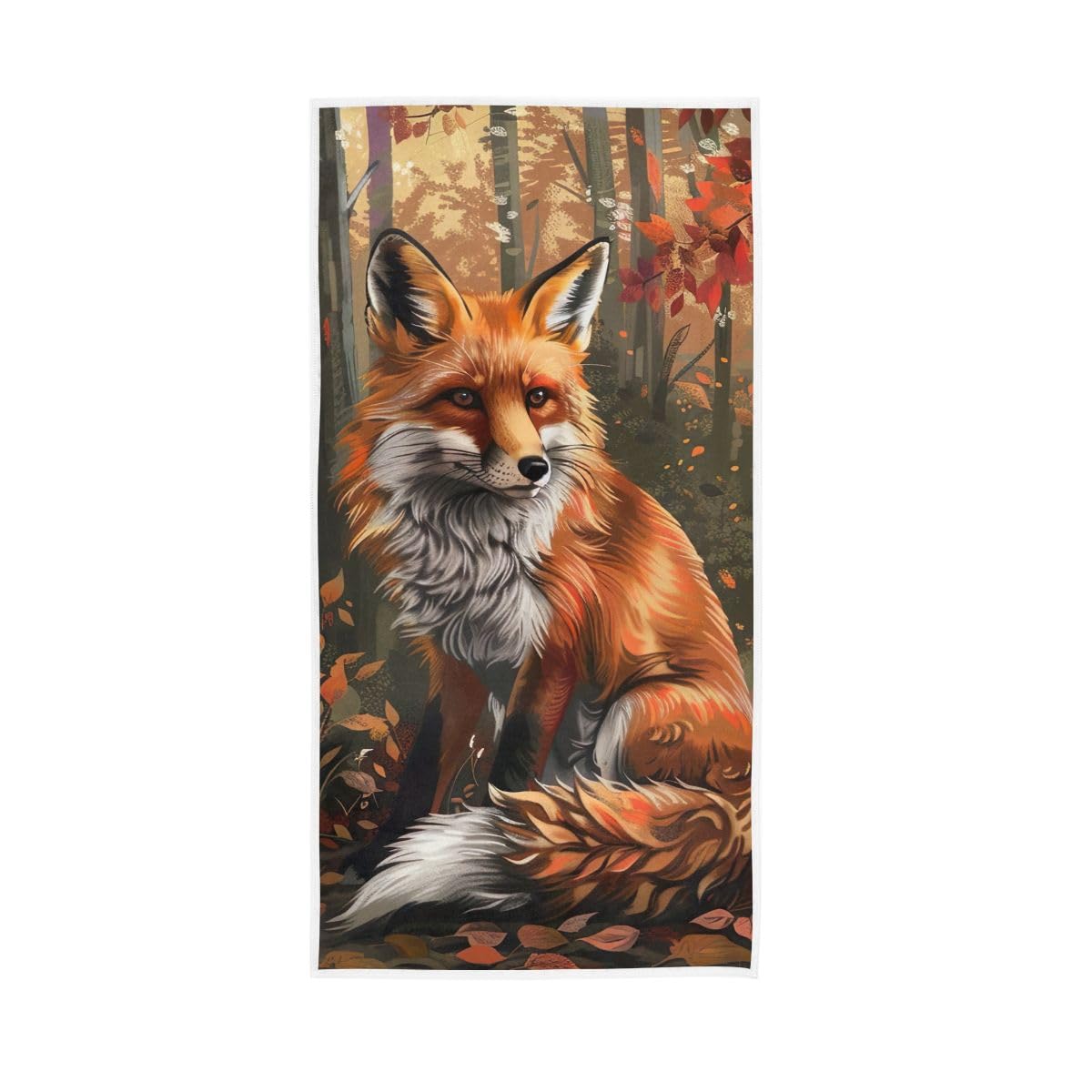 LSRCPD Autumn Fox Hand Towel, Decorative Hand Towels for Bathroom 15 x 30 Inches