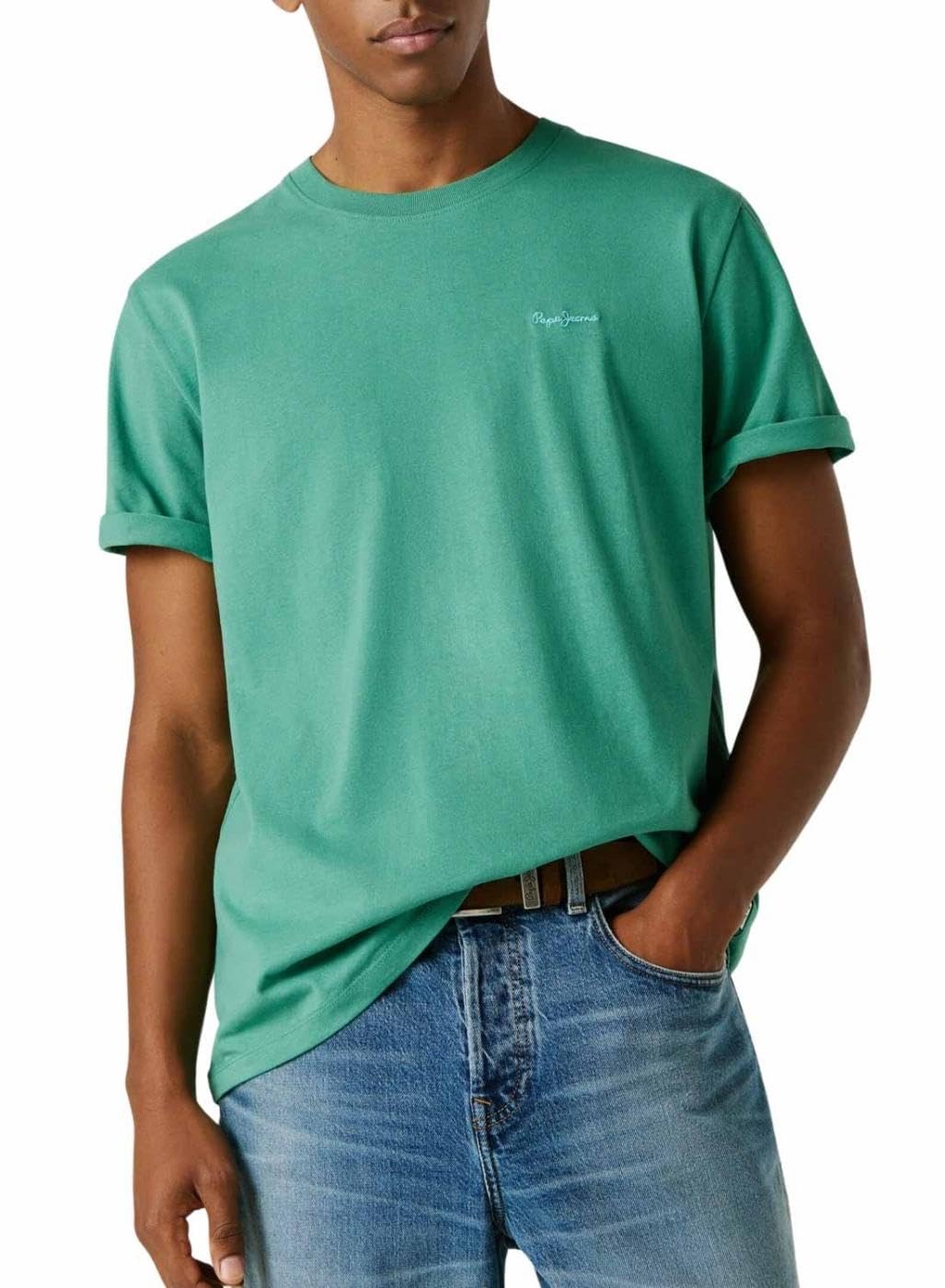Pepe Jeans Men's Contrast Connor T-Shirt, Green (Woods Green), M
