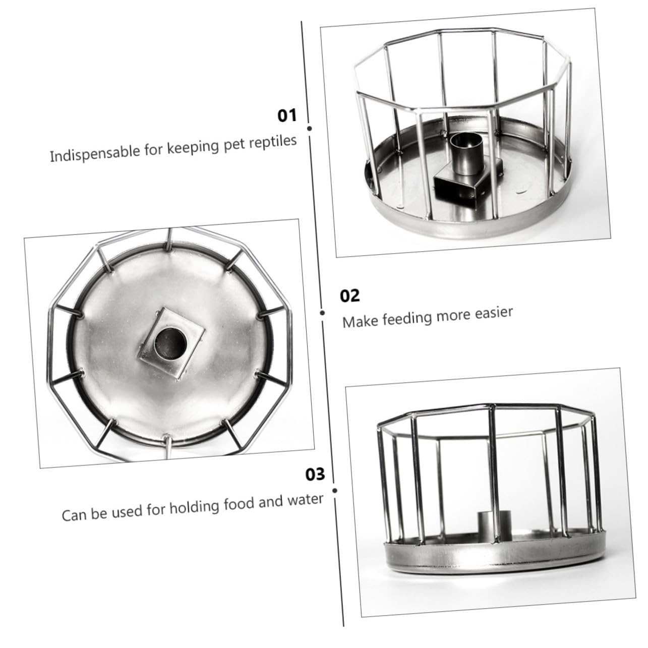 Bebedero Automático para Reptiles Plato de Agua de Acero Inoxidable Resistente Óxido Diseño Antivuelco para Tortugas y Mascotas Pequeñas Mantenimiento de Agua y Limpia