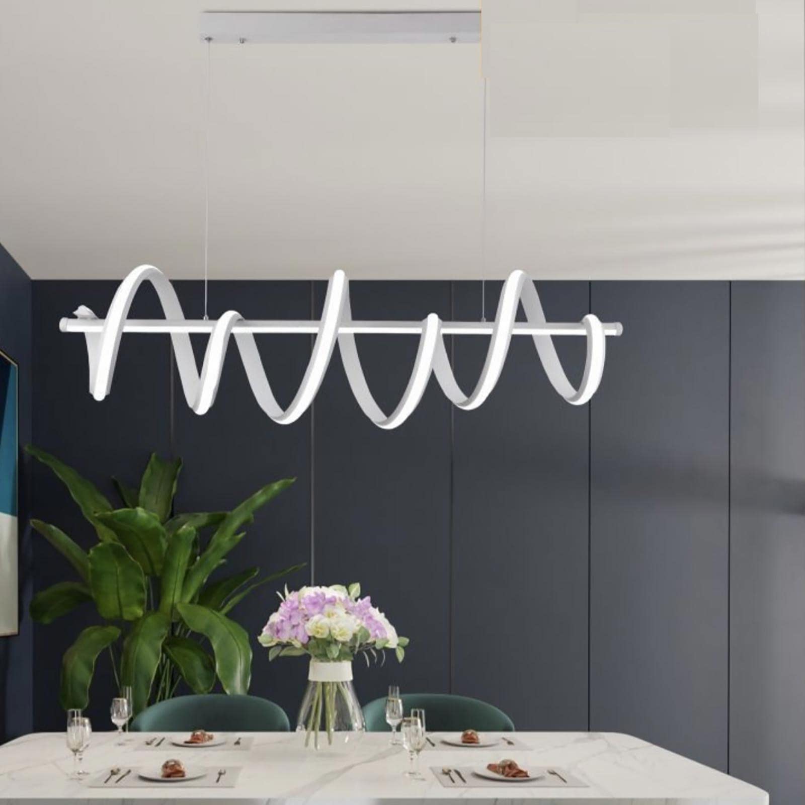 Planetitaly Lampadario pendente stilizzato LED 60W CCT da 3000K a 6500K lampada a sospensione design moderno illuminazione cucina, soggiorno, salotto, ristorante, pizzeria, alimentazione 230V
