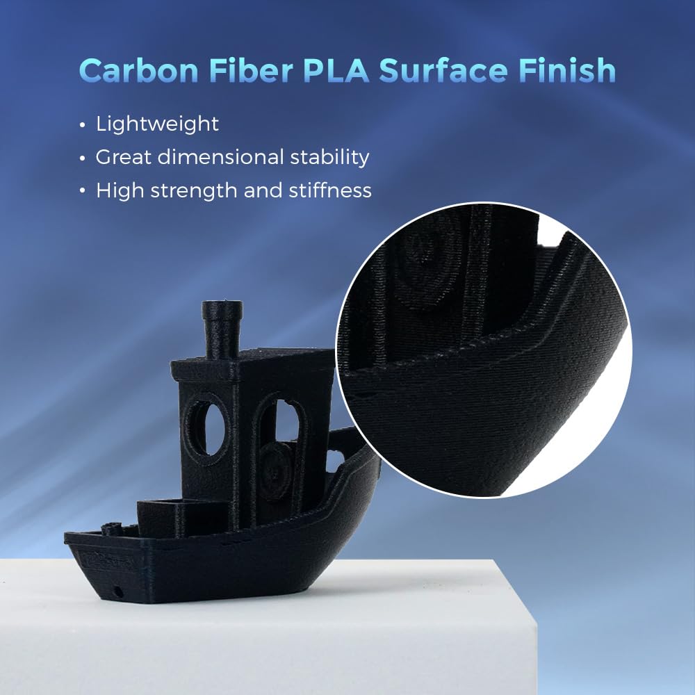 FLASHFORGE Filament PLA z włókna węglowego 1,75 mm, filament do drukarki 3D wzmocniony włóknem węglowym, dokładność wymiarowa szpuli 1 kg +/- 0,02 mm, wysoka wytrzymałość i wysoka wytrzymałość