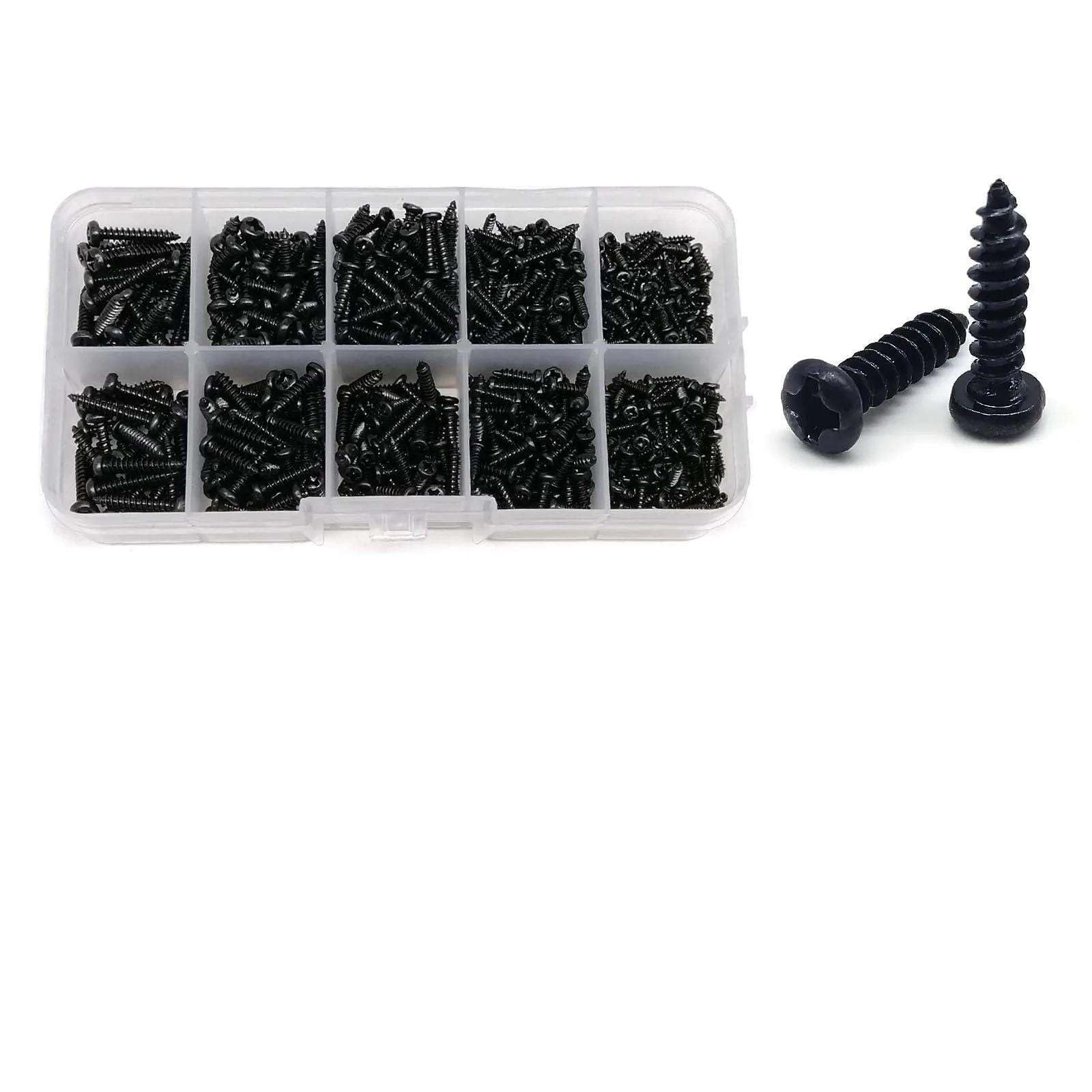 M1 M1.2 M1.4 M1.7 M2 M2.6 M3 M4 Mini Micro Cross Phillips Round Pan Head Self Tapping Wood Screw Set Kit
