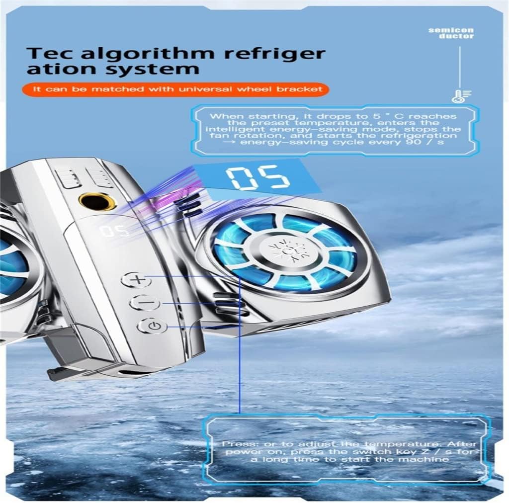 Mobile Phone Radiator with Smartphone Temperature Display for Cooling Fan Phone Cooler(E)
