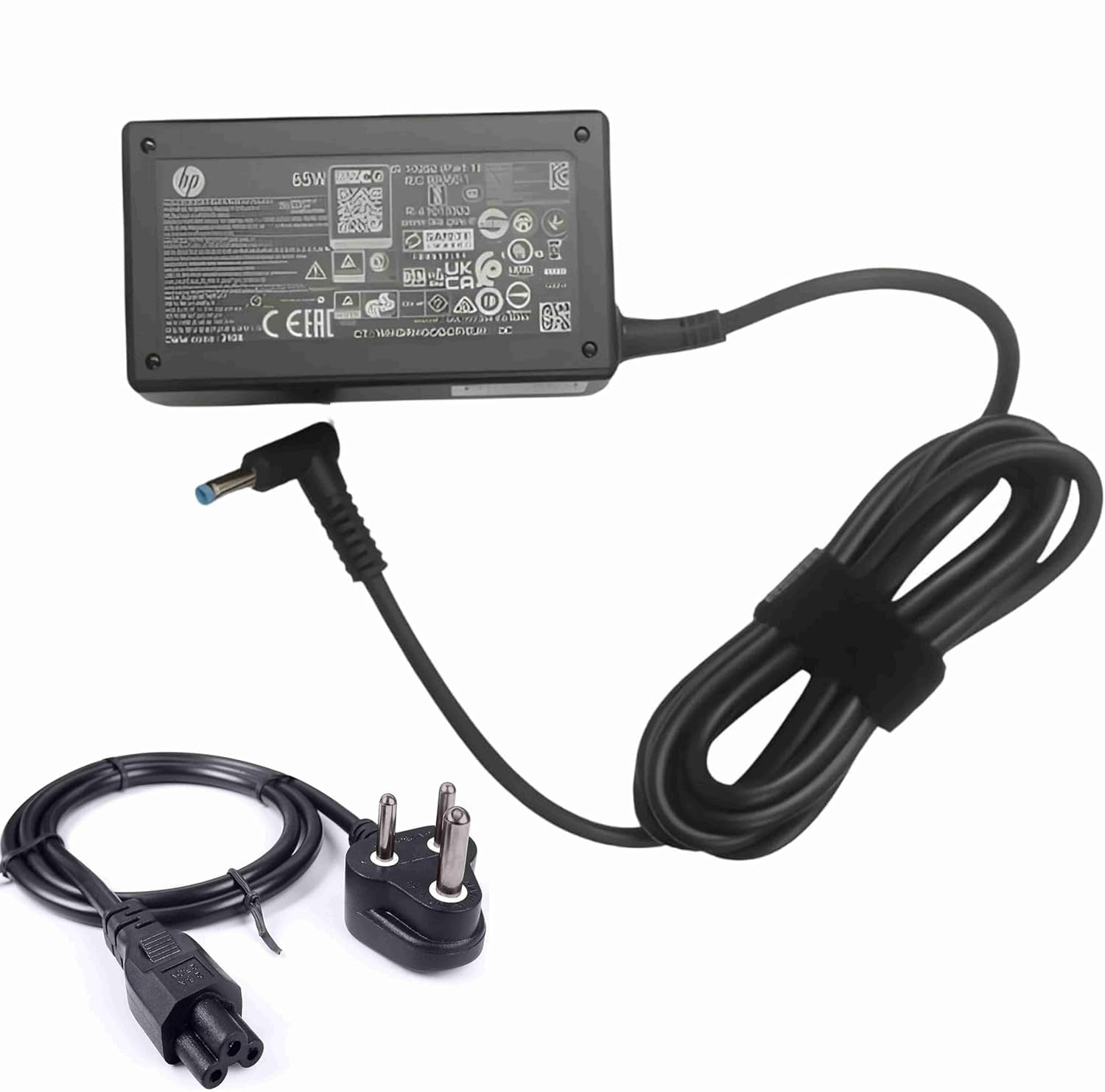 HP Original 65W AC Blue Pin Laptops Charger Adapter 4.5mm fit for HP Pavilion Black (with 3 pin Power Cable)-image-8