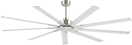 Miniatura 1 de LEDLUX Ventilador de techo de 84 pulgadas sin luz plateada, motor CC reversible, control remoto de 6 velocidades, 9 aspas industriales de aluminio