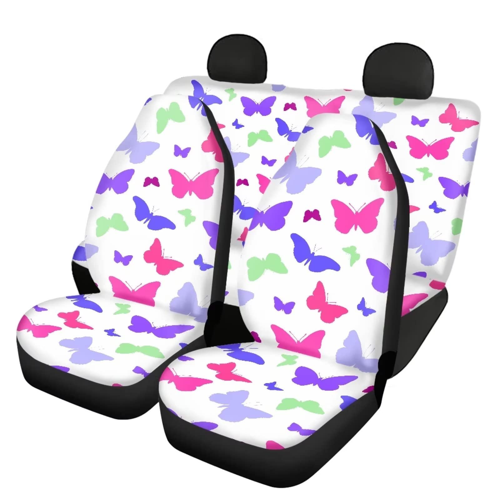 Modysero Funny Butterfly Design Custom Fitted Car Seat Cover Full Set Soft Durable Automotive Seat Cover for Women All Season Full Coverage Decor Accessories Universal Fit Most Cars