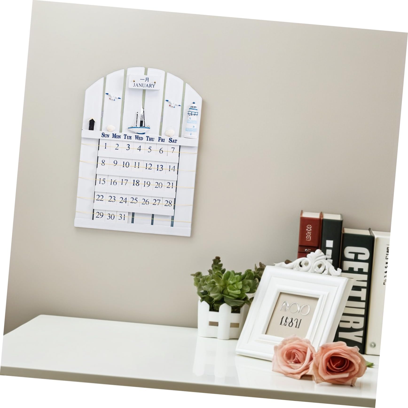 STOBOK 1pezzi Calendario da Parete in Legno Calendario Continuo Decorativo Stile per Casa Decorazione Delicata