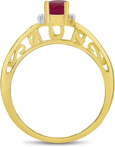 Vista 5 de Direct-Jewelry Anillo de diamantes y rubí ovalado de oro amarillo de 14 k