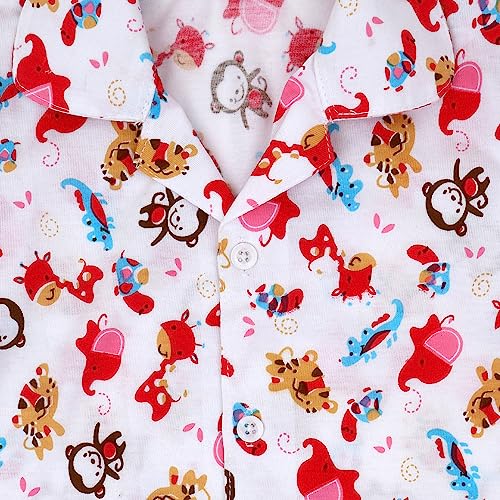 Image of superminis Baby Girls Hosiery Printed ' Animal Print Full Sleeves Night Suit with Frill On T Shirt and Pyjama