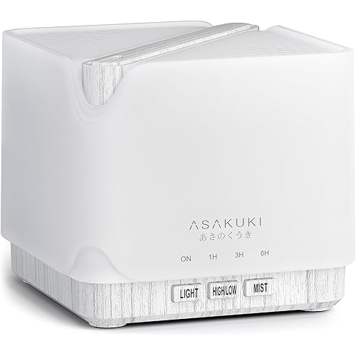 ASAKUKI 700 ml Premium Essential Oil Diffuser, 5 in 1 Ultrasonic Aromatherapy Fragrant Oil Vaporizer Humidifier, Timer and Auto-Off Safety Switch, 7 LED Light Colors
