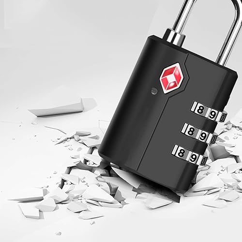 Miniatura 4 de Paquete de 2 cerraduras de equipaje de viaje aprobadas por la TSA, cerradura de combinación de maleta, candados con cremallera de 3 dígitos sin