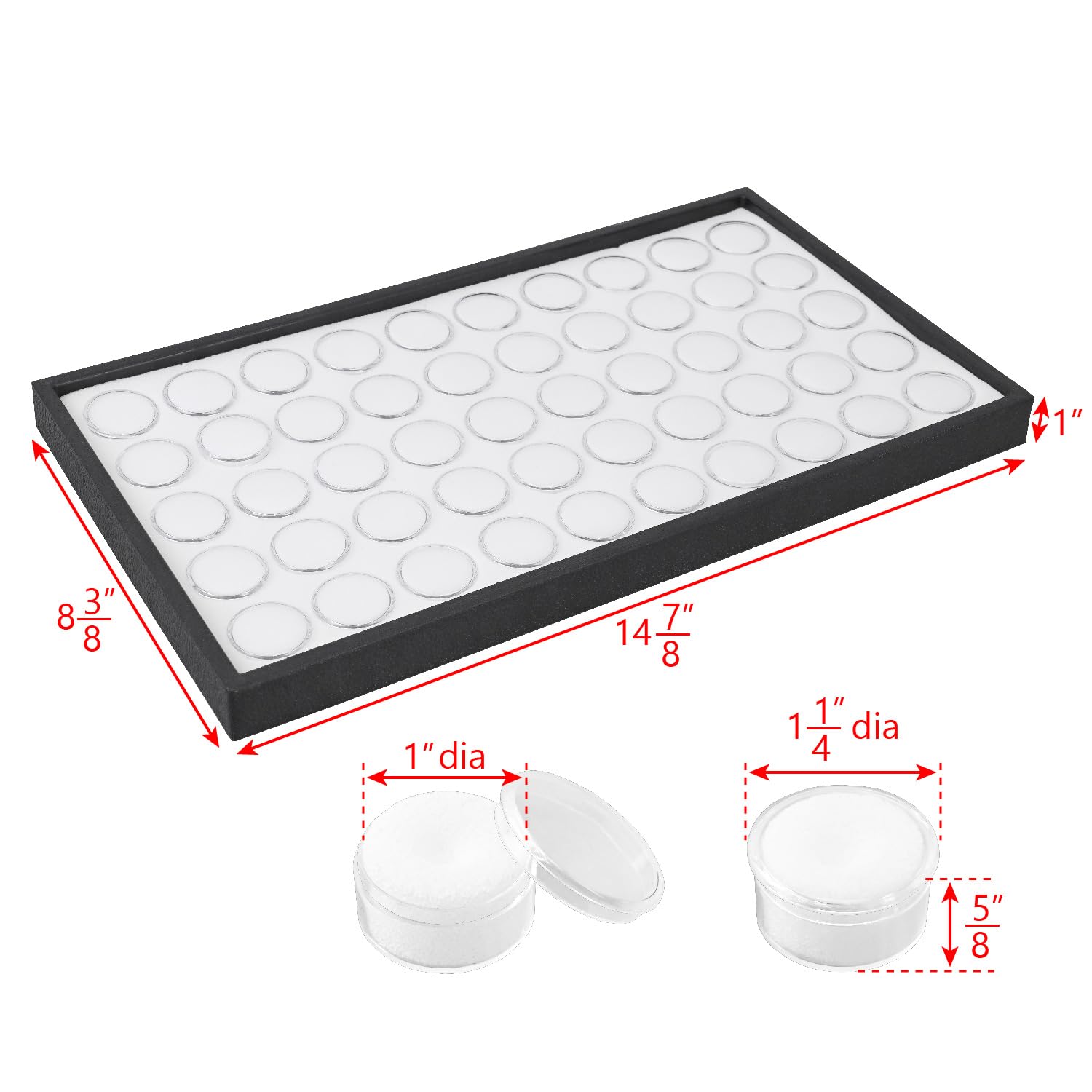 Stackable Bead Storage Ikee Design White Foam Gem Display Tray With 50 ...