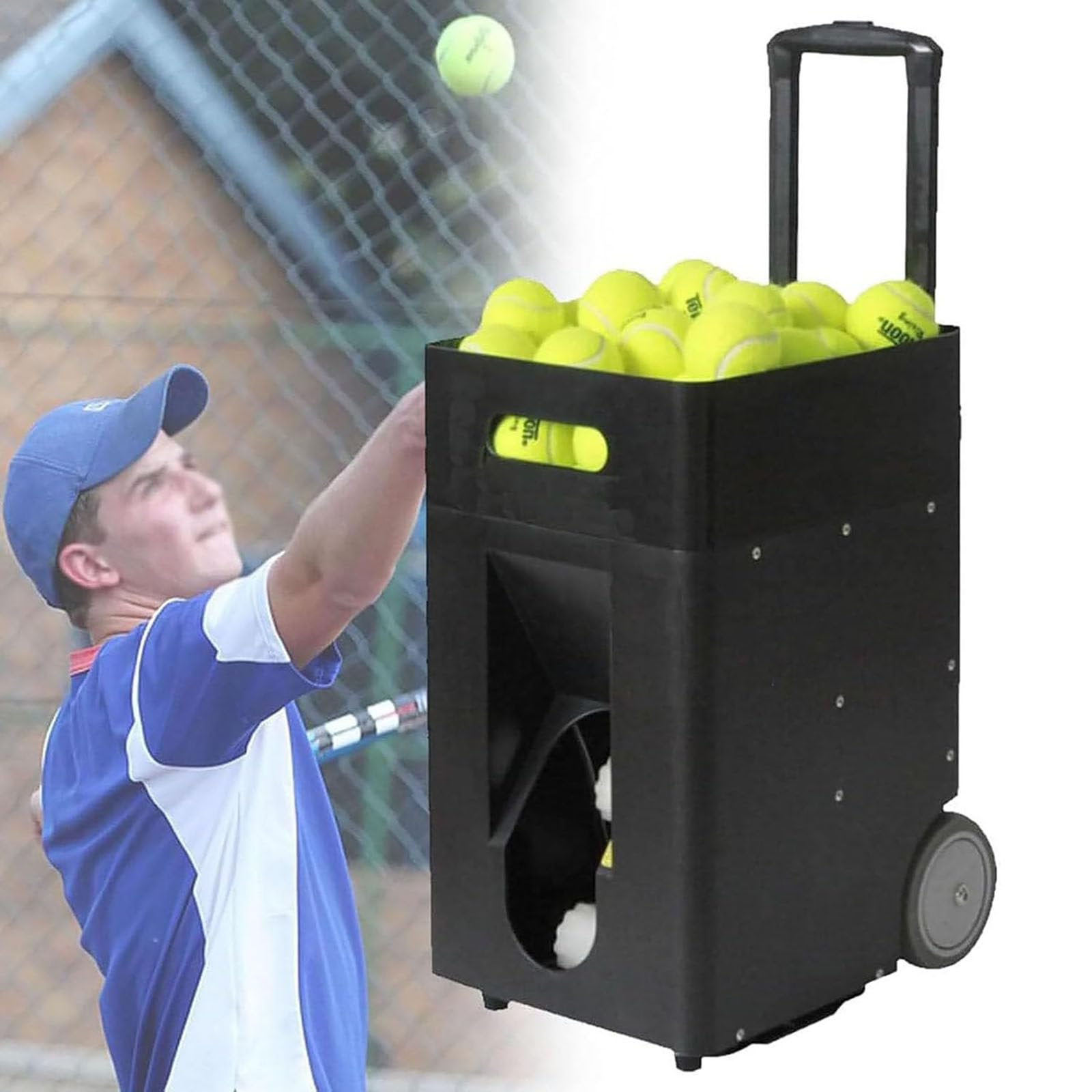 Macchina per palline da tennis, lanciatore/lanciatore automatico portatile per giocatori di tutti i livelli di allenamento e pratica, trapani pre-programmati e personalizzati, completa di app