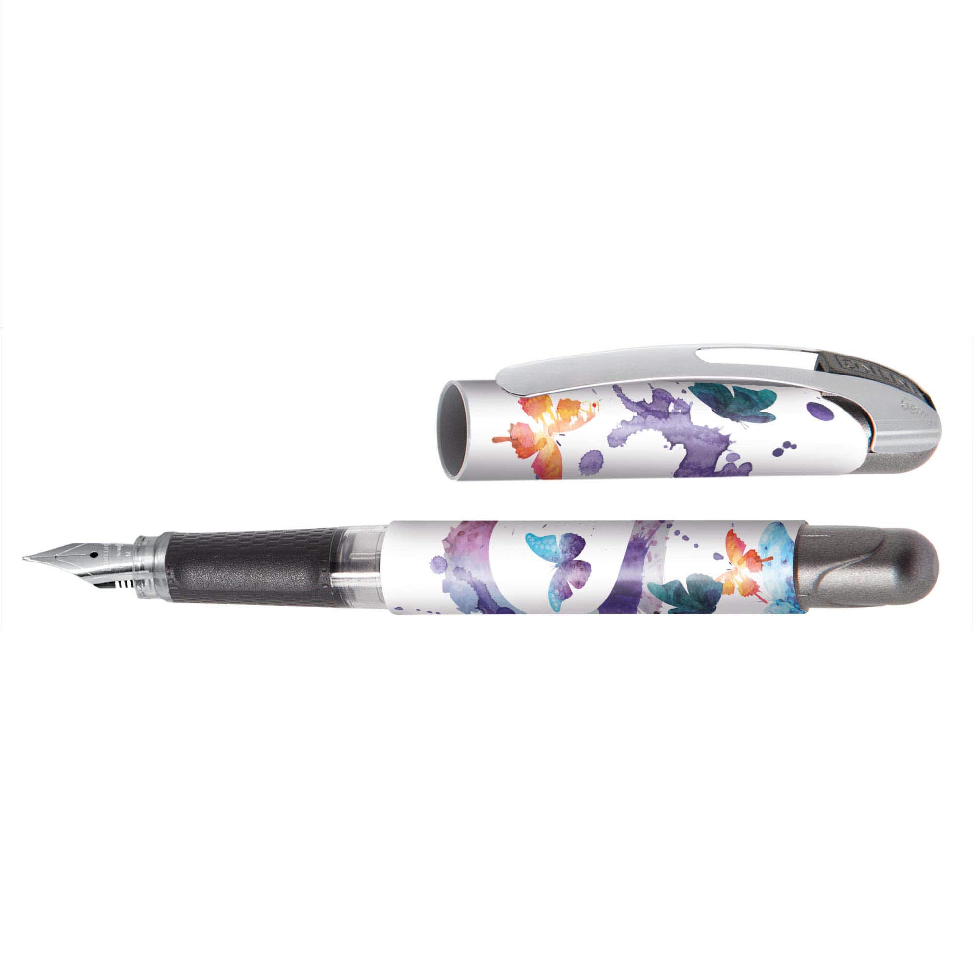 Online School Fountain Pen for Girls Iridium Nib M, Includes Cartridge Blue, Girls Edition Spring Vibes, Free Cartridge incl