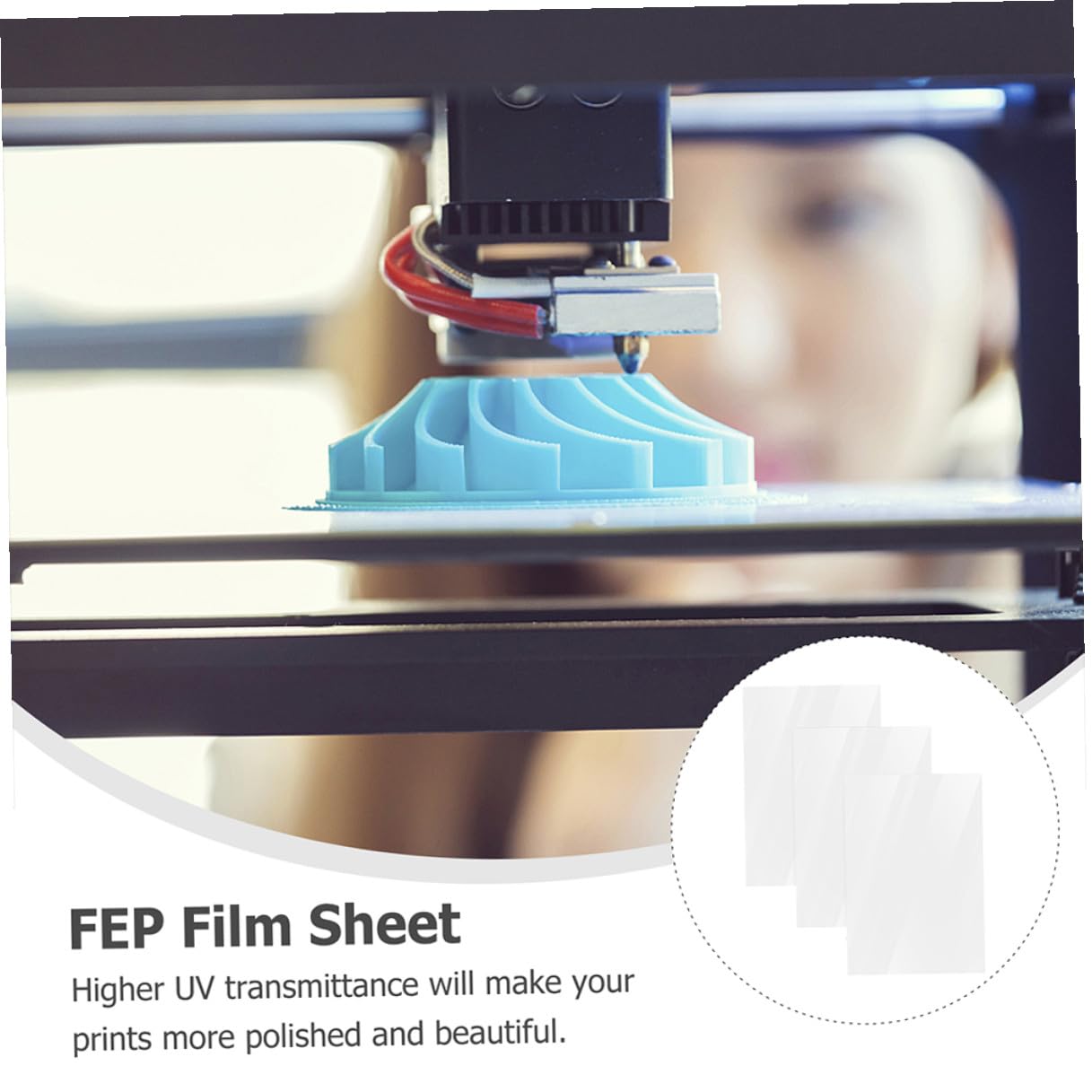 Pellicola Fep per Stampa 3d ad Alta Trasmittanza Superficie Liscia, 6 Fogli in Fep, Accessorio Pratico per Rilascio Stampa Resina