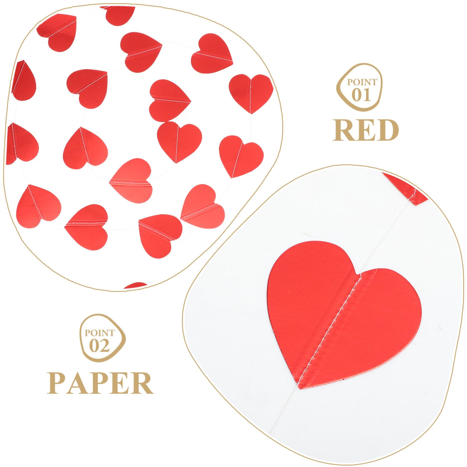 Guirlandes De Cœurs Dorés 12 Mètres - Bannière Mariage, Fête, Saint-Valentin, Anniversaire - 3 Bandes De 4 Mètres