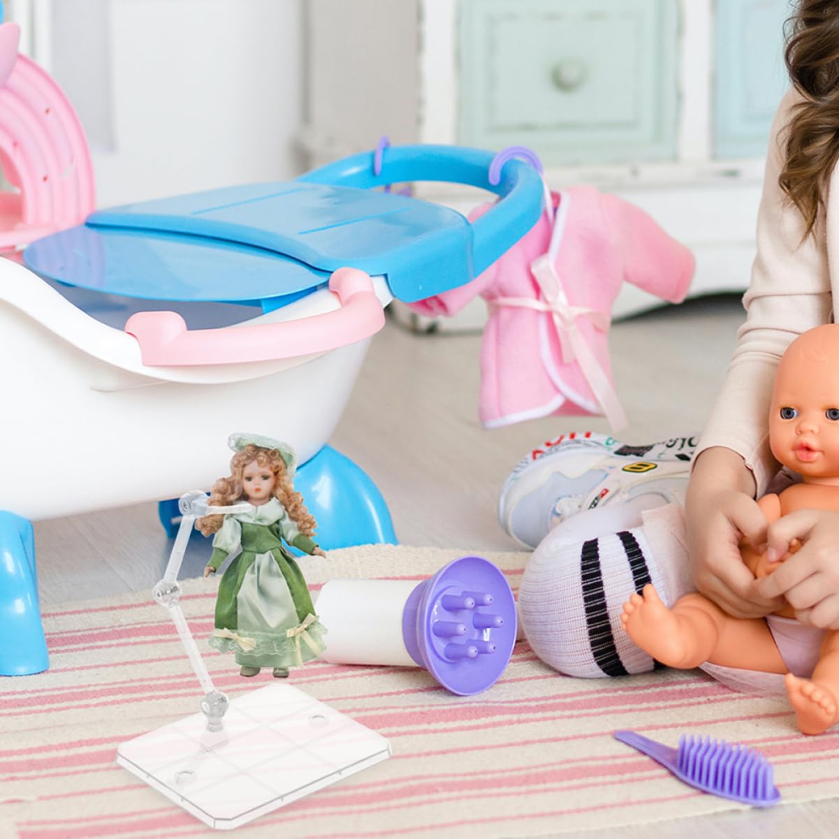 ERINGOGO Soporte Muñecas Ajustable 8 Piezas para Exhibición y Almacenamiento de Plástico Ligeras para Figuras de Acción y Muñecas en Tiendas y Hogares
