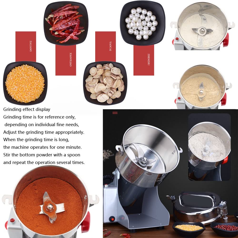 800G Macinino Cereali Elettrico Acciaio Inox Alta Velocità Spezie Erbe Polverizzatore Oscillante 6 Lame Motore Rame Puro 1800W 55s Macinatura Veloce Prot Sovraccarico Per Famiglia 3-5 Caffè Noci