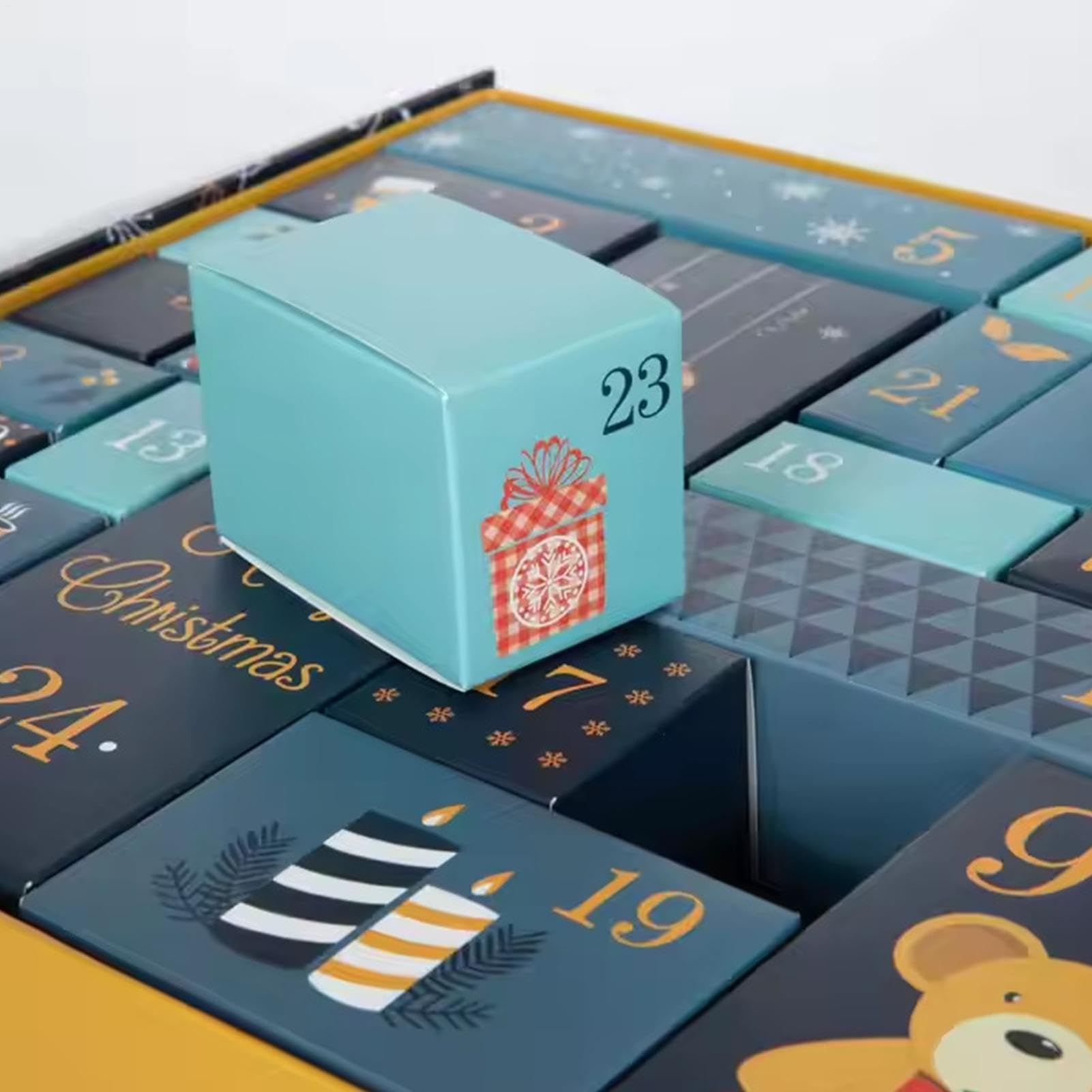 Cajas de calendarios de Adviento de Navidad de 24 días de regalo | Decoración decorativa reutilizable para el hogar para adultos, de niños, cumpleaños, boda