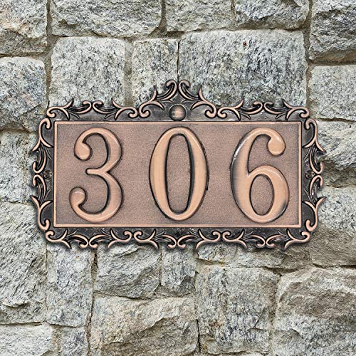 XILETU House Number Metal Address Plaque House Number Sign Antique Copper, Bronze, Personalized Sign for House, Apartment, Office, Garden Decorative, Public Facilitiesy (Lace)