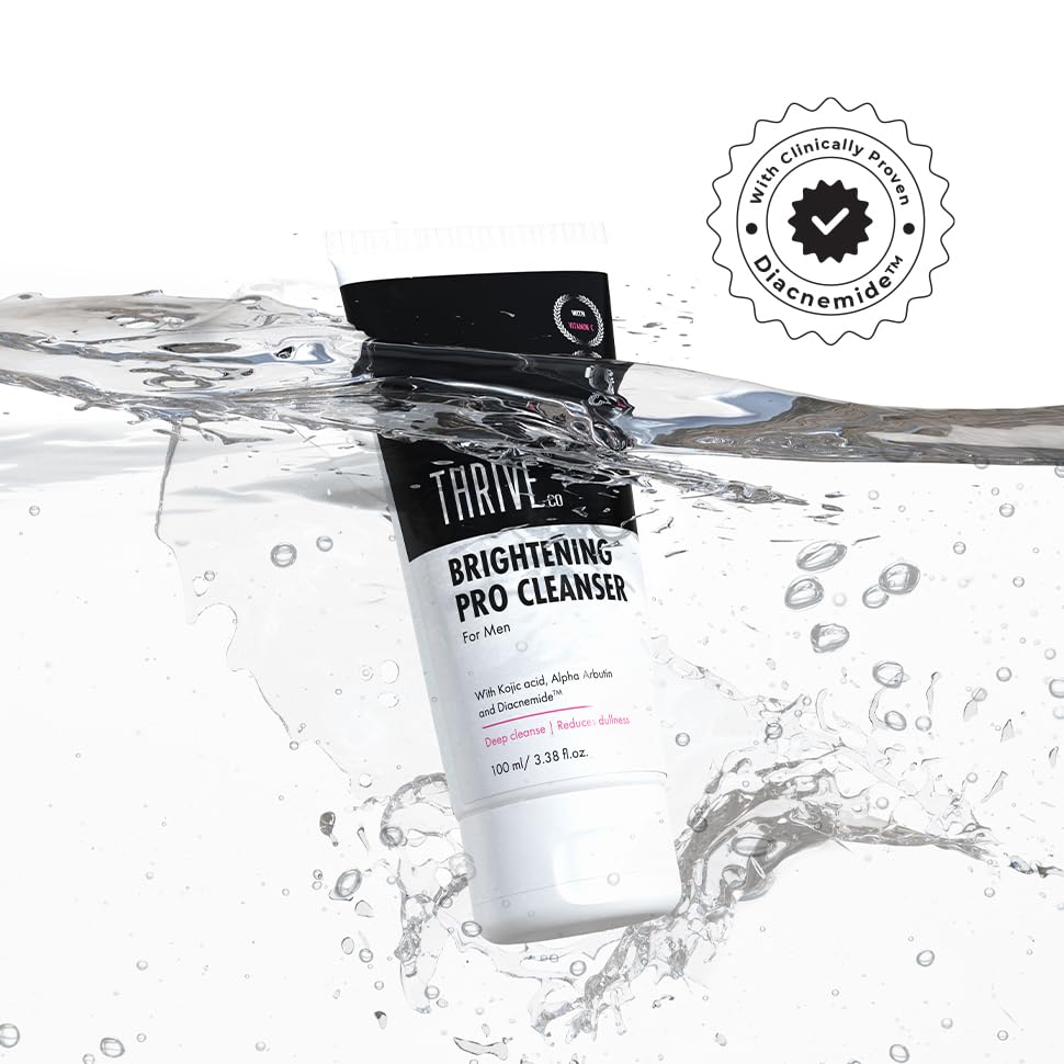 Image of ThriveCo Brightening PRO Complete Skincare Kit | Cleanser + Serum + Sunscreen SPF 50+ | With Kojic Acid, Vitamin C, Diacnemide, Glutathione & Rice Water | Brightens Skin, Fades Dark Spots| For Men