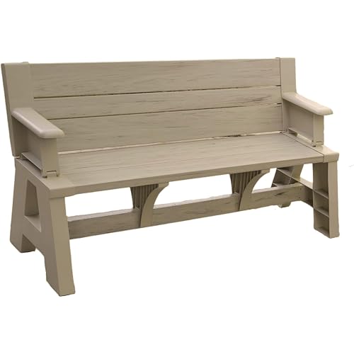 Convert-a-Bench Gen 1 2-in-1 Outdoor Convertible Bench to Picnic Table | Space-Saving, Weather-Resistant Patio Furniture for Yard, Deck, Garden | Easy Assembly & Durable - 1 Bench/Order, Driftwood