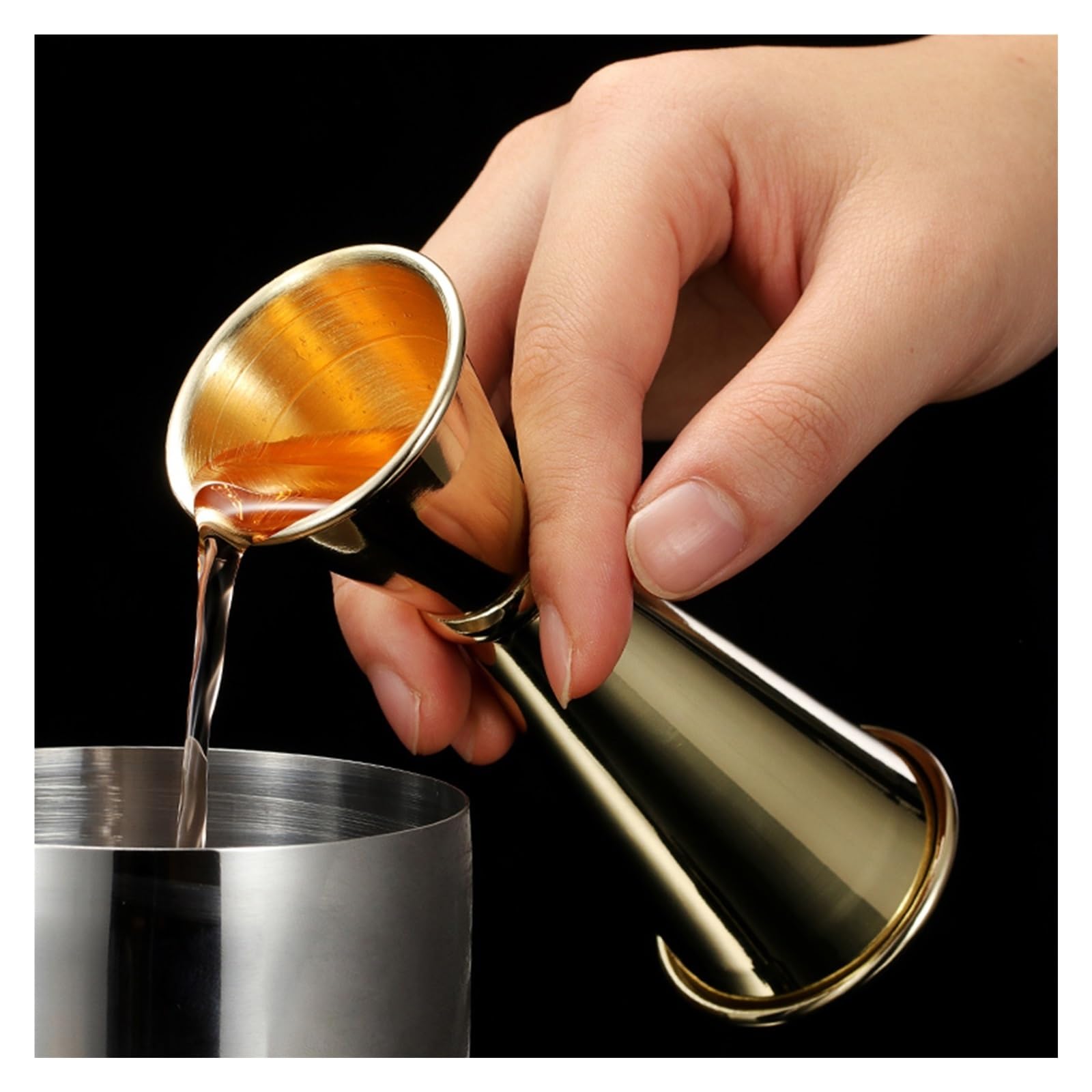 Vaso medidor de acero inoxidable de doble tiro, coctelera para bebidas alcohólicas, herramientas de cocina y bar (estilo b)