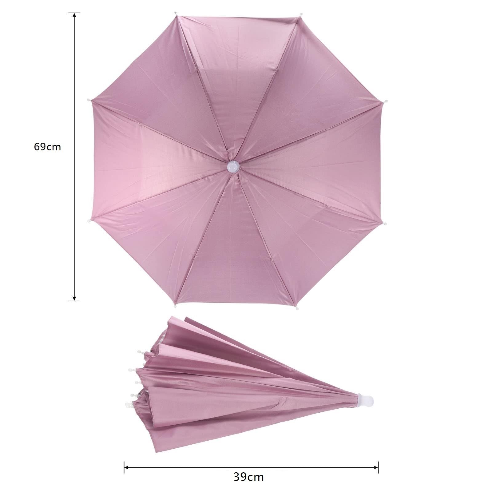 Kapelusz parasolowy ze stali poliestrowej | Różowy 69 cm Outdoor: parasolka bez użycia rąk