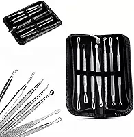 Kit Extrator de Cravos e Espinhas Premium 7 Peças Aço Inox Estojo Profissional Limpeza Pele Facial Segura