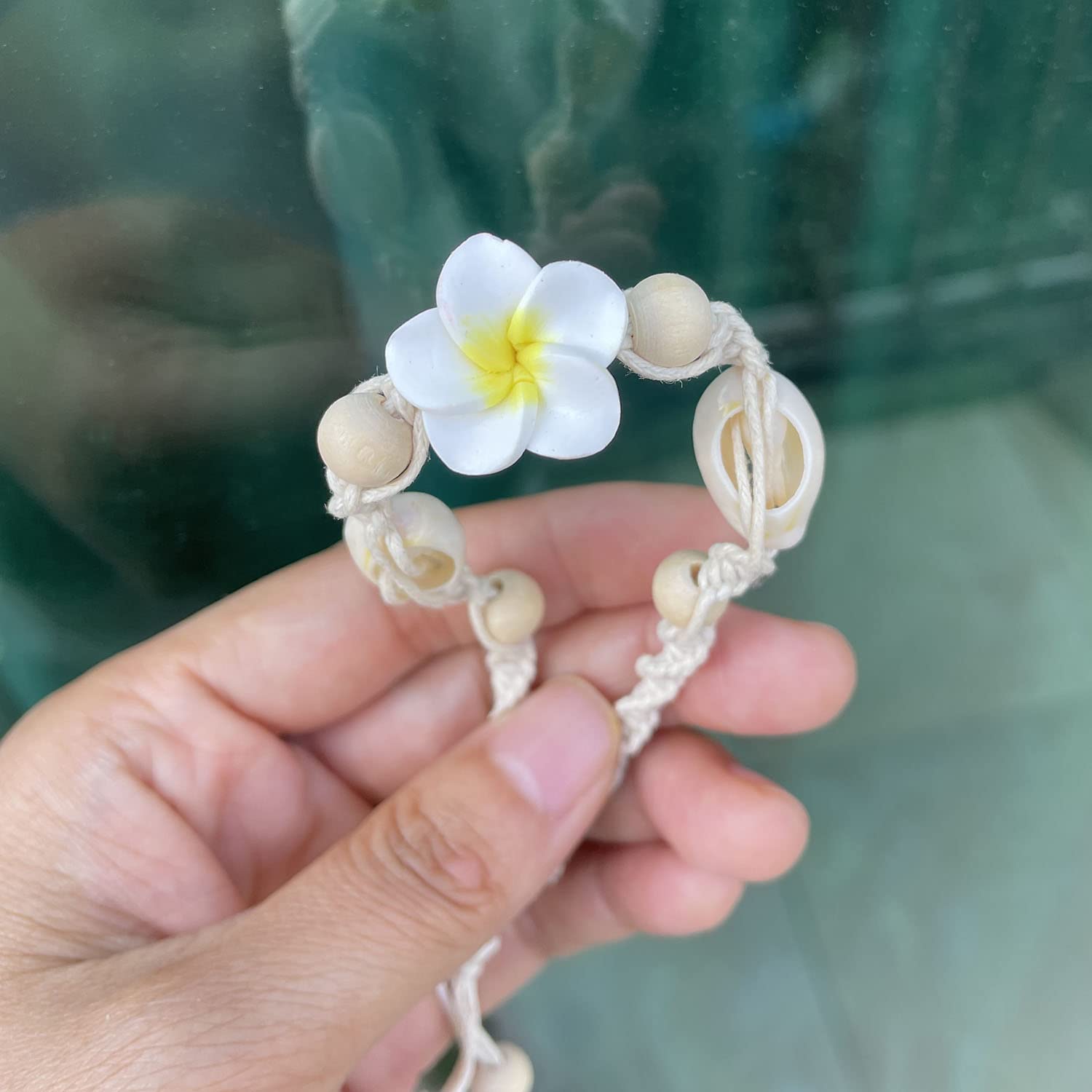 Wedity Bracelets De Cheville Boho 4 Feuilles Fleur - Chaîne Perle Pendentif Réglable Pour Femmes Et Filles