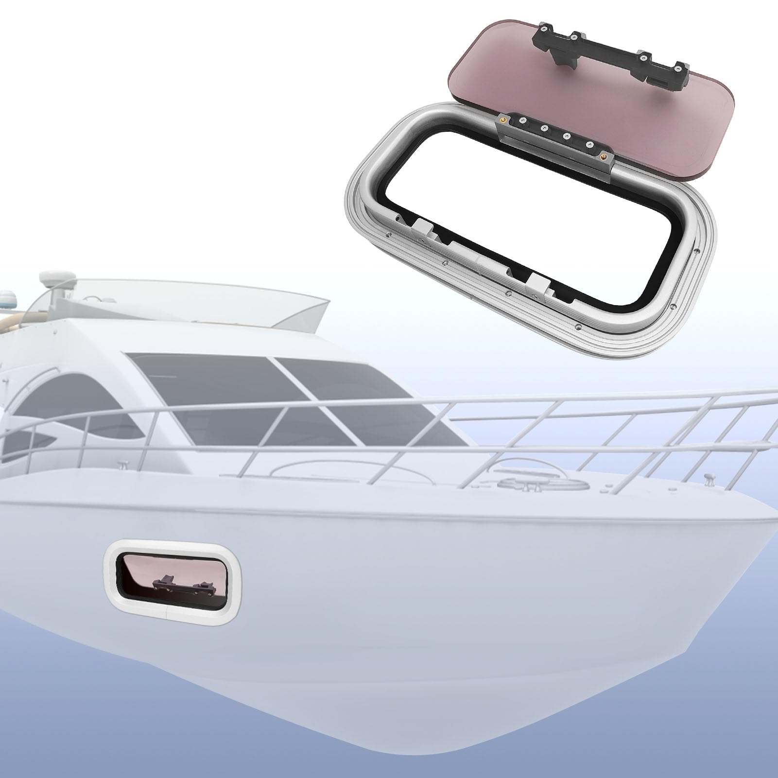 Keenso Bullauge-Fenster, Boots-Bullauge-Fenster 14,52 X 7,6 Zoll Aluminiumlegierungsrahmen mit Acrylglas für Yacht-Wohnmobile