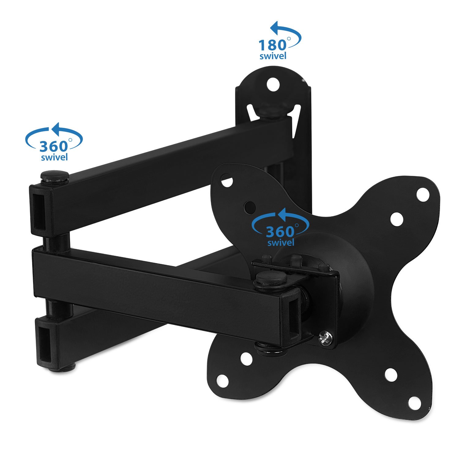 Image showing the wall mount assembly with the VESA plate attached to a monitor, ready to be mounted onto the wall plate.