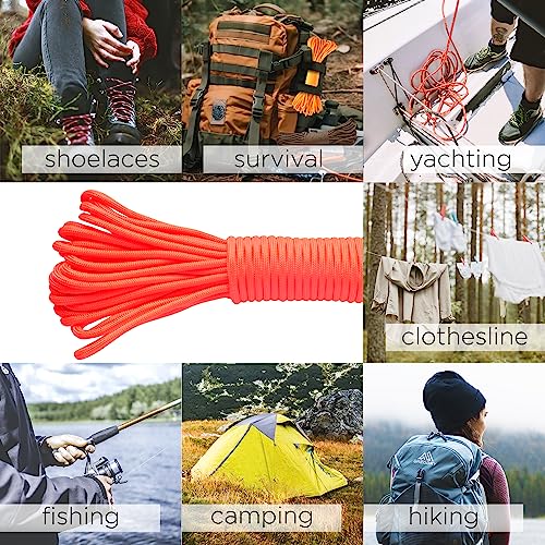 Image of TECEUM Paracord Type III 550 Soffit Orange - 200 ft - 4mm - Tactical Rope MIL-SPEC - Outdoor para Cord -Camping Hiking Fishing Gear and Equipment - EDC Parachute Cord - Strong Survival Rope 345