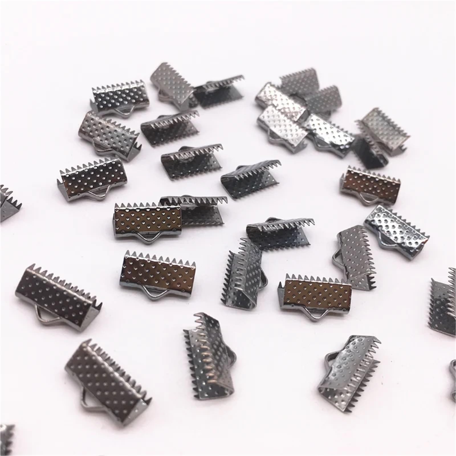 Koraliki zaciskane 500 sztuk 10mm metalowe zaciskane końcówki składane zatrzaski zaciski końcowe przewodu KC złoto/matowe srebro/brąz/srebro/czarne platerowane DIY tworzenia biżuterii(04 silver)