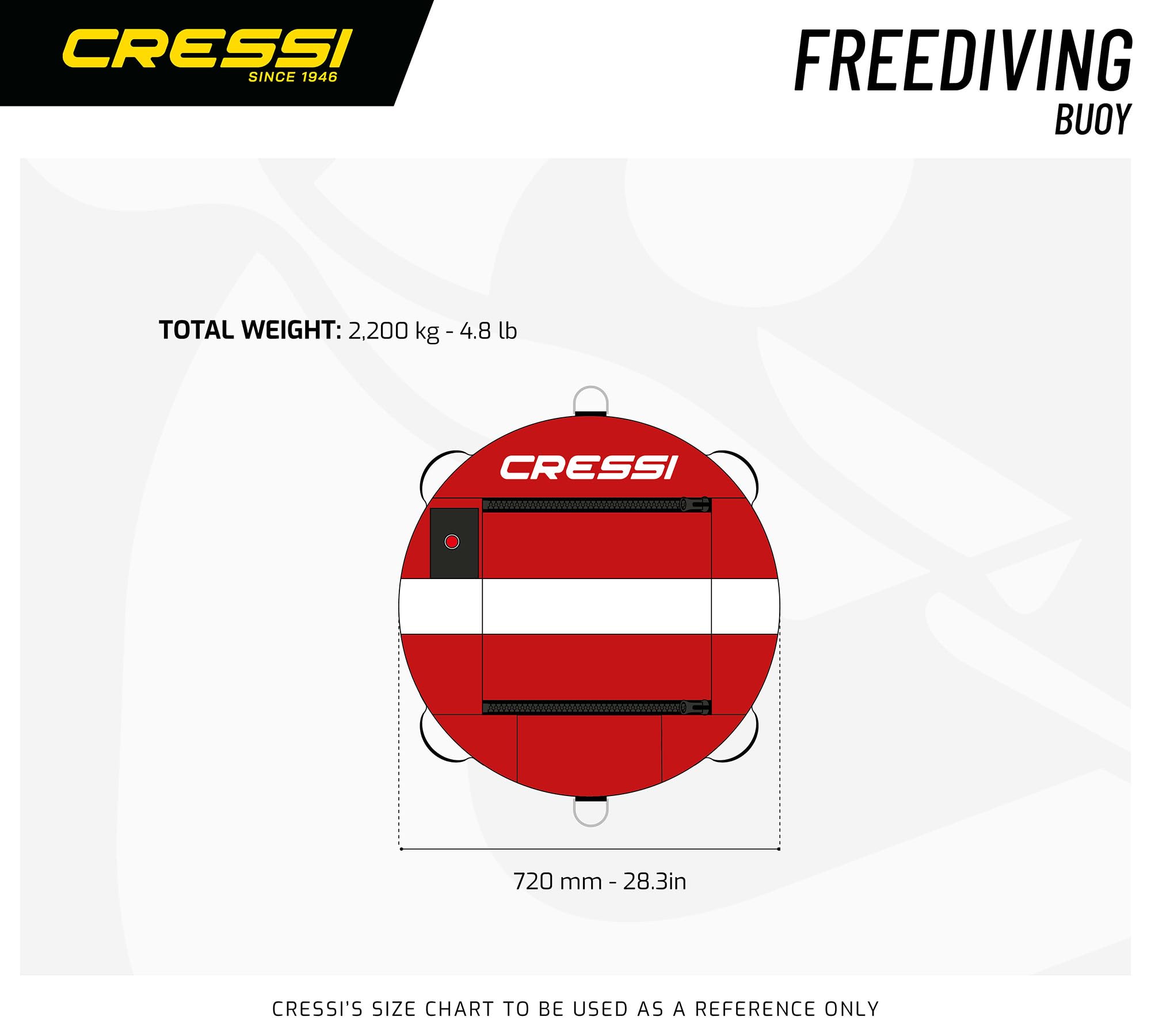 Cressi Freediving Buoy - Boa Gonfiabile Unisex di Segnalazione dedicata all’ Apnea e Immersioni Libere, Nuoto, attività Acquatiche, Grande visibilità, Rosso/Bianco, Taglia Unica