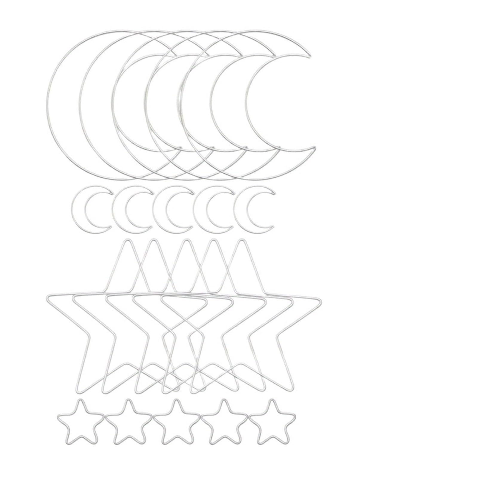 Anelli Dream Catcher Anelli a cerchio in metallo acchiappasogni | 20 pezzi 5,9 in macramè argento luna stella cerchio