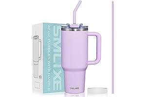 40oz Purple Tumbler with Handle and Straw Lid