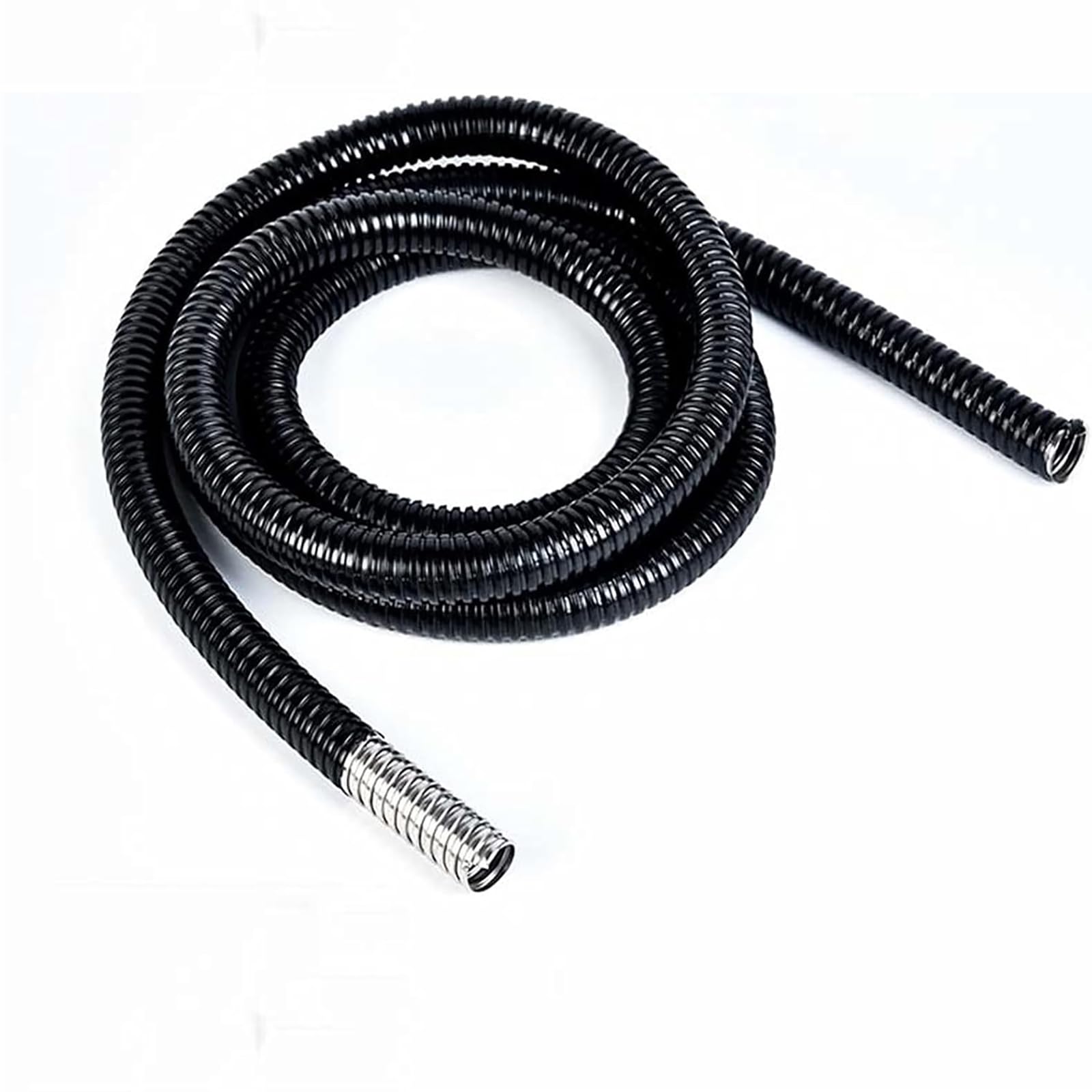 Manguera de metal recubierta de plástico negro, línea de cable de tubería flexible corrugada roscada impermeable, protector de manga, funda de cable (23 * 26mm, 20m)