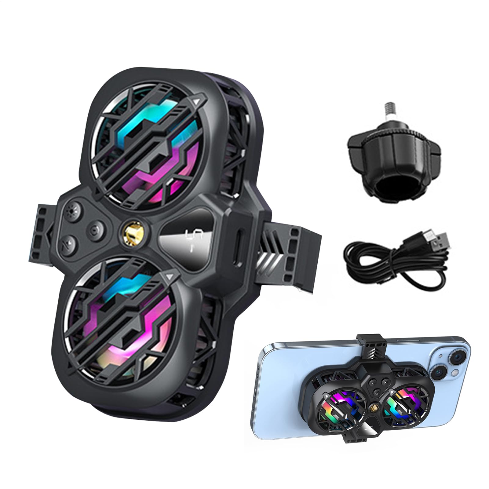 FunCooler 3 Pro - Raffreddamento rapido per cellulare, funzione di supporto telefonico/interruttore fisico/3 marce, potenza di raffreddamento silenziosa, per Live Streaming con luci RGB [video game]