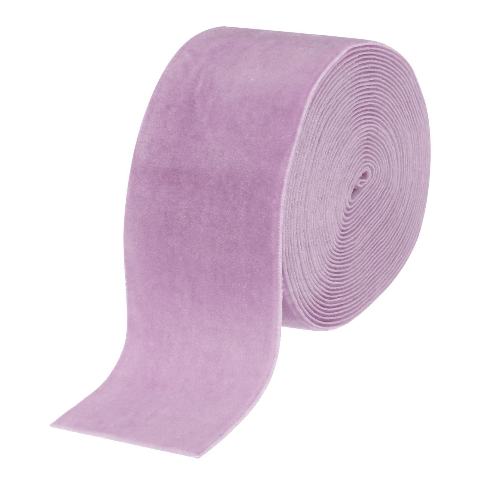 MECCANIXITY Cinta de terciopelo de 2 pulgadas x 5 yardas, carrete de una sola cara, tela de terciopelo sedoso para ramos de bricolaje, manualidades, envoltura de regalos, boda, fiesta, color morado