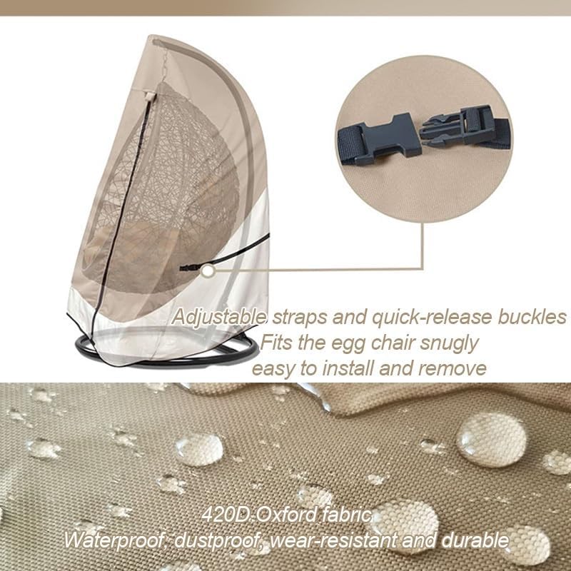 Patio Hanging Egg Chair Cover, Wicker Swing Chair Covers with Zipper, Windproof Weather Resisatnt Outdoor Furniture Cover(Double seat 79x91in)