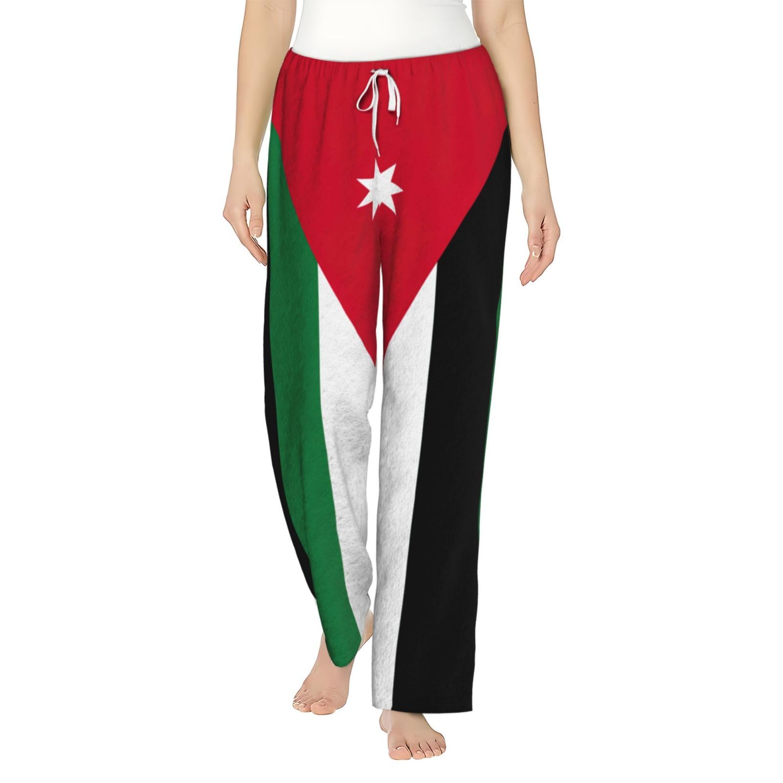 Flanell-Pyjamahose mit jordanischer Flagge, warm, bequem, Lounge-Schlafhose für Urlaub, Weihnachten