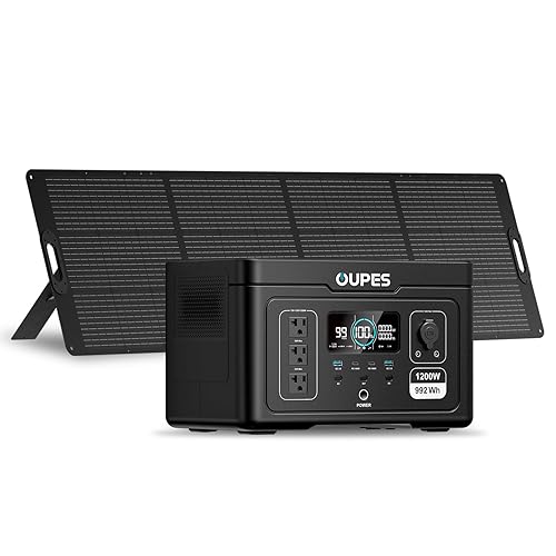 OUPES Exodus 1200 Solar Generator with 240W Panels Included, – 992Wh 1200W LiFePO4 Battery Power Station with Dual PD 140W Type-C, Smart App Control, UPS, Ideal for Camping, RV, Home Emergency - 1200W+240W Panel