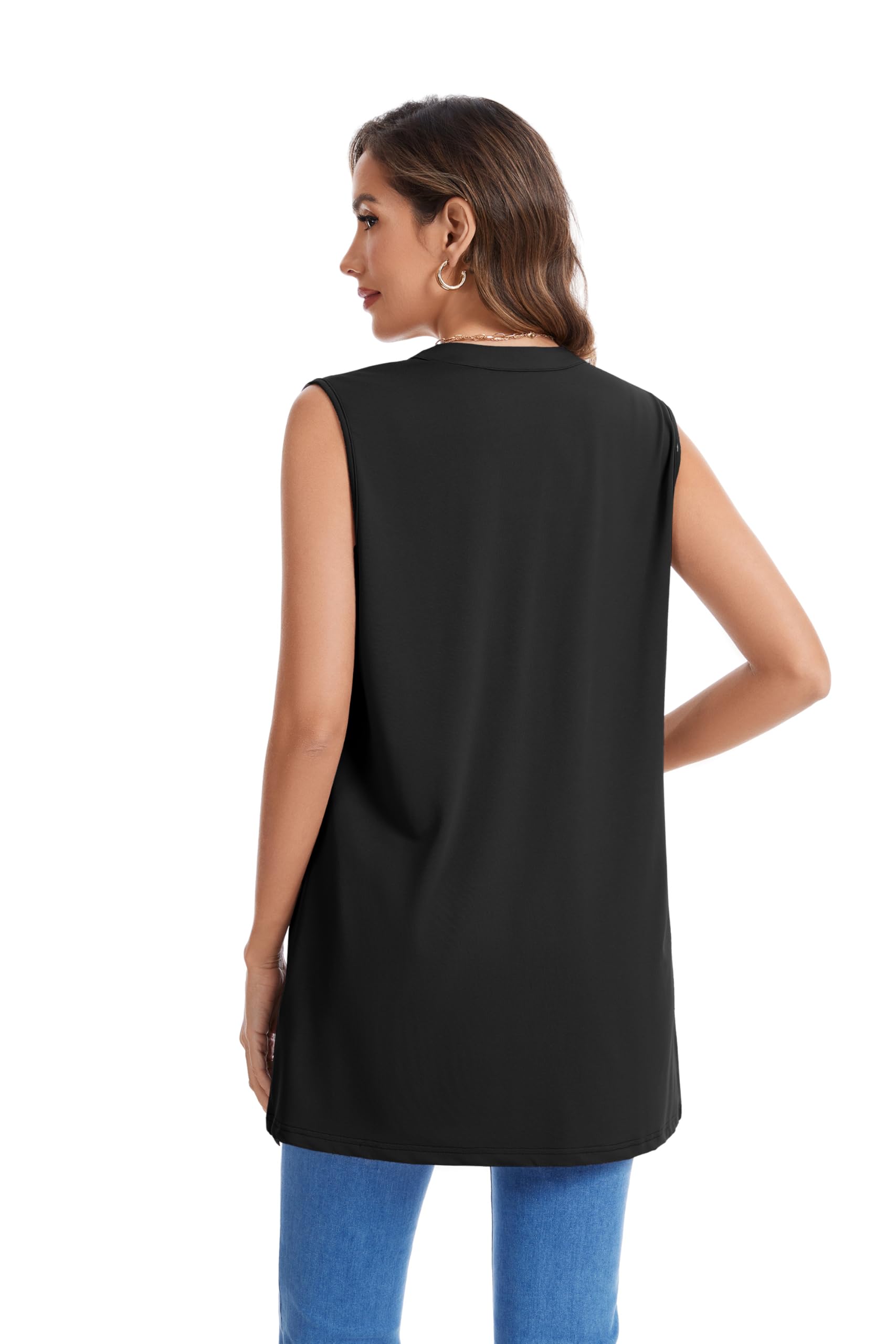Actcat Cardigan da donna senza maniche leggero aperto davanti casual vestibilità ampia gilet con tasche 2026