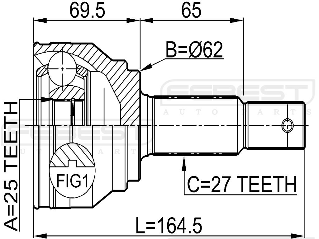 Amazon.com: 495911F410 - Outer CV Joint (25X62X27) For Hyundai/Kia 