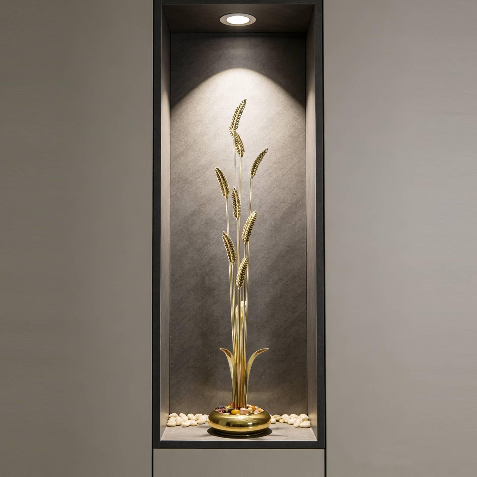 Adorno Varillas Doradas Tallos Dorados Elegante Figura corativa Latón Escultura Frutas para Entrada, 8-Tassel