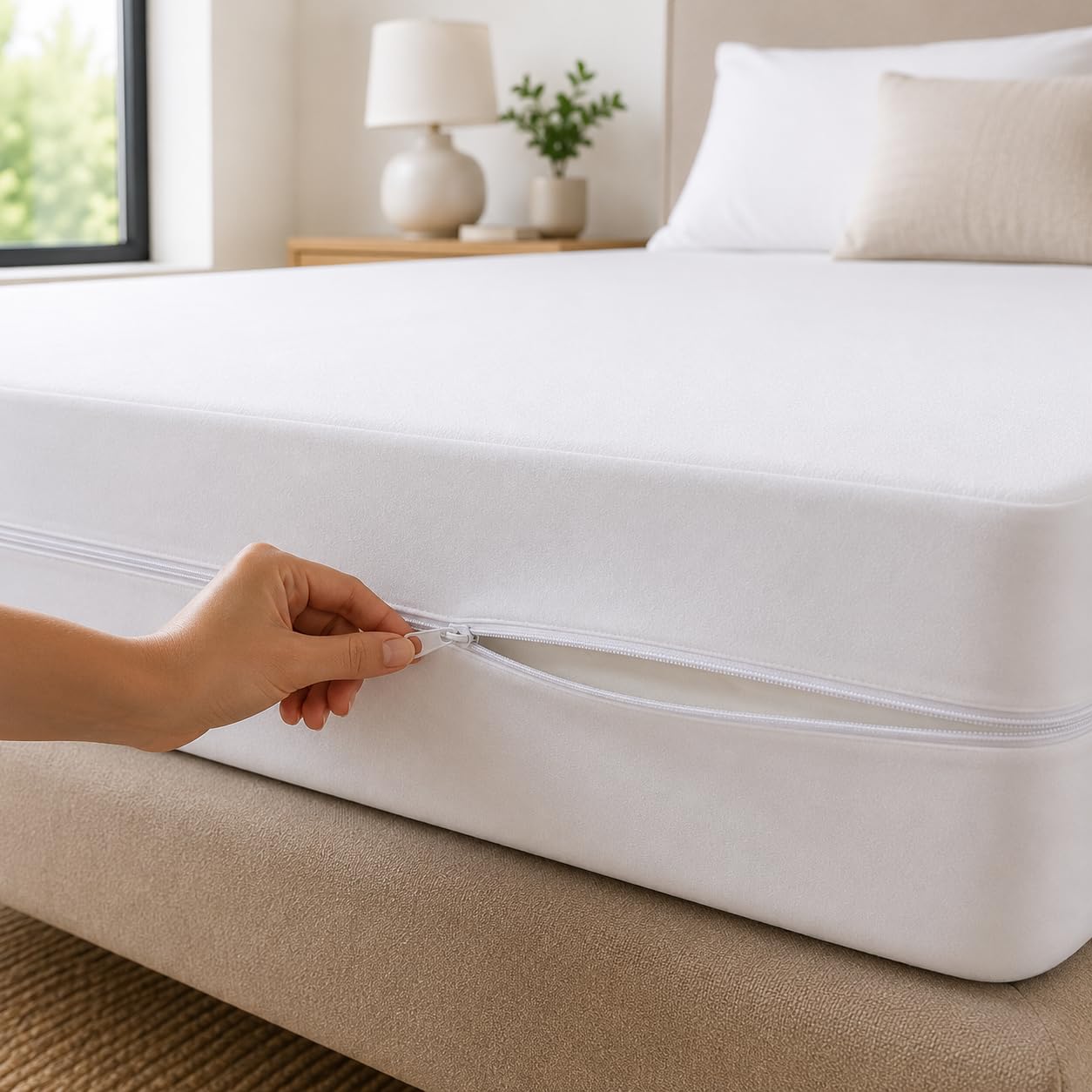 Coprimaterasso Doppio MATRIMONIALE 180x200+30 cm con Zip – Impermeabile, Anti Cimici e Antiacaro (MATRIMONIALE)