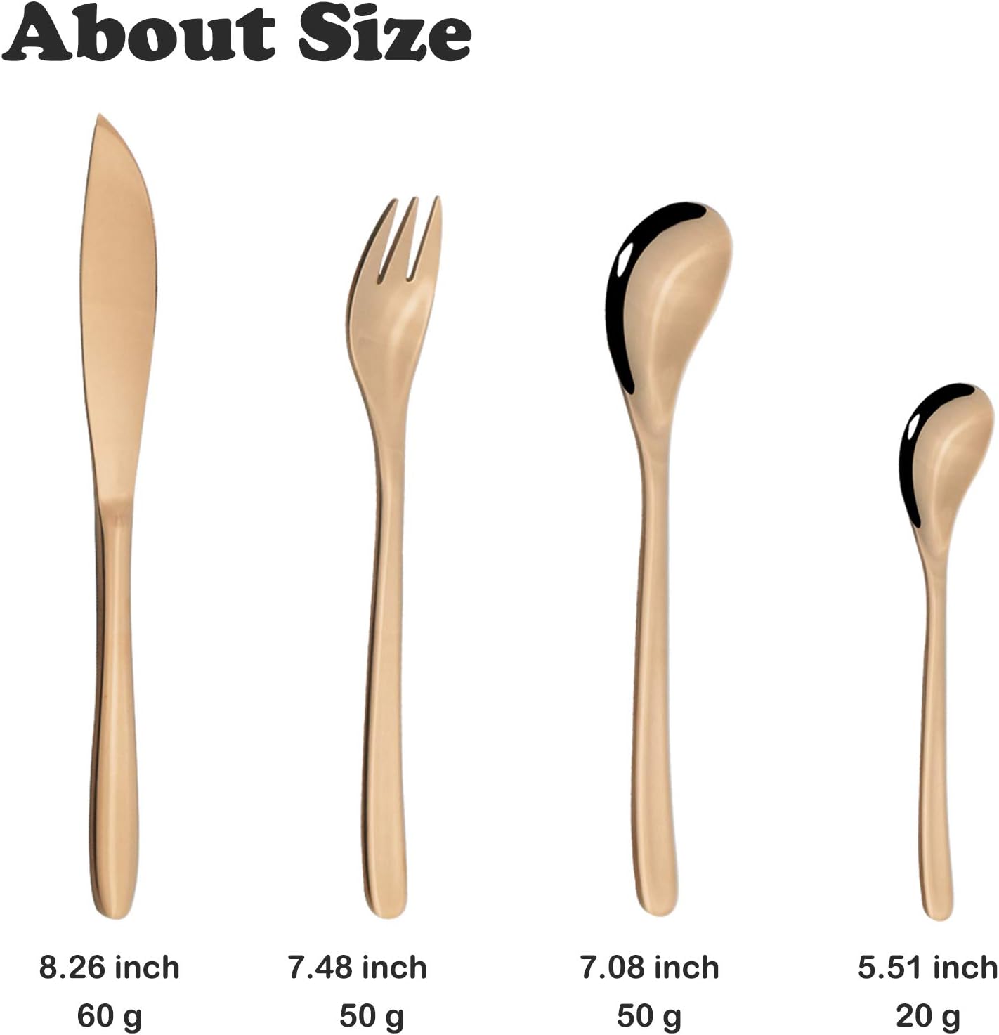 JASHII Japanese-style Stainless Steel Flatware Service for 6, Modern Sleek Design Utensils Cutlery Including Knife 24-Piece Silverware Set - Shiny Rose