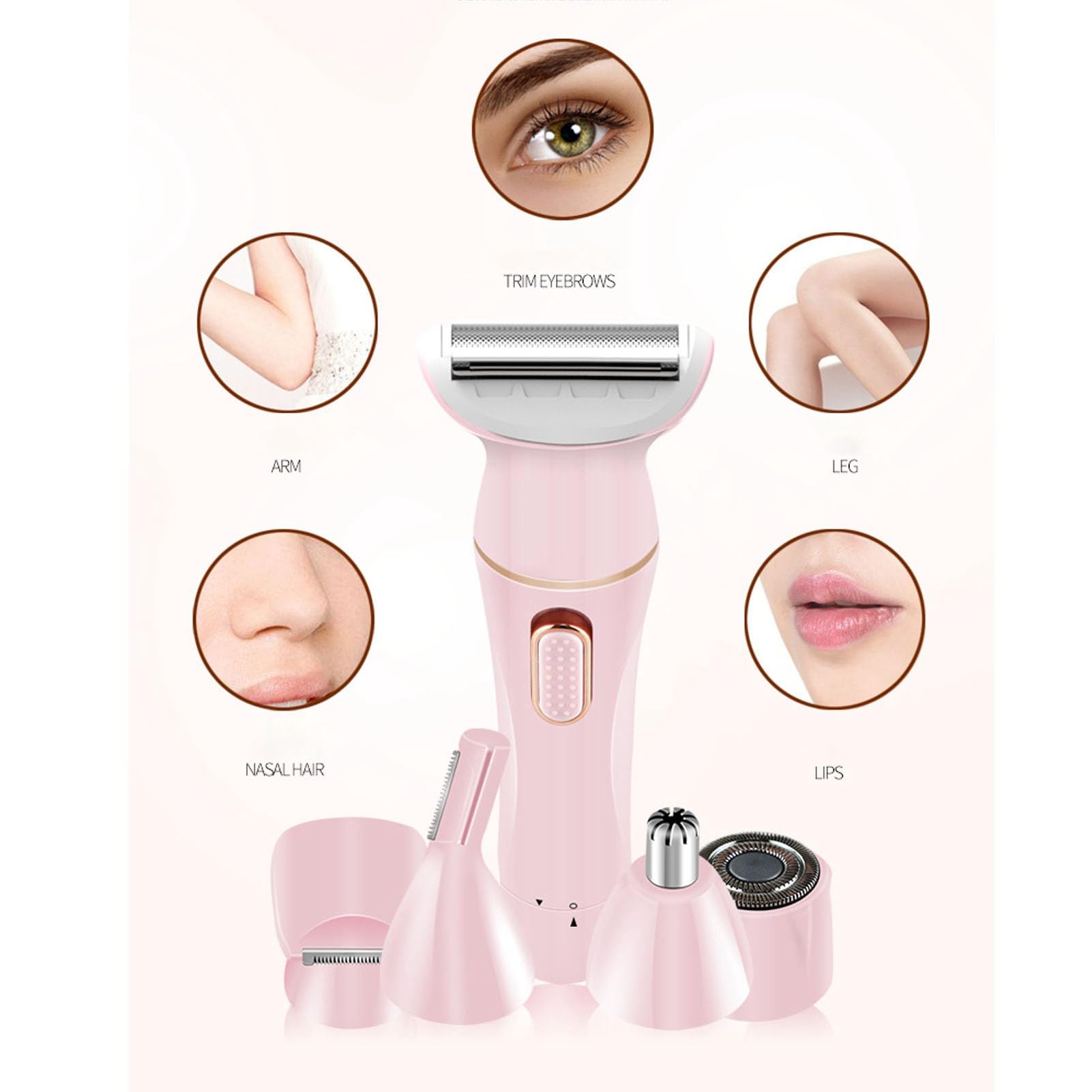 Maquinilla Eléctrica para Cortar el Pelo para Mujer, Maquinilla de Afeitar Eléctrica, Cortapelos 5 en 1 para Mujer, Afeitadora Corporal, Depilación Multifunción Lavable
