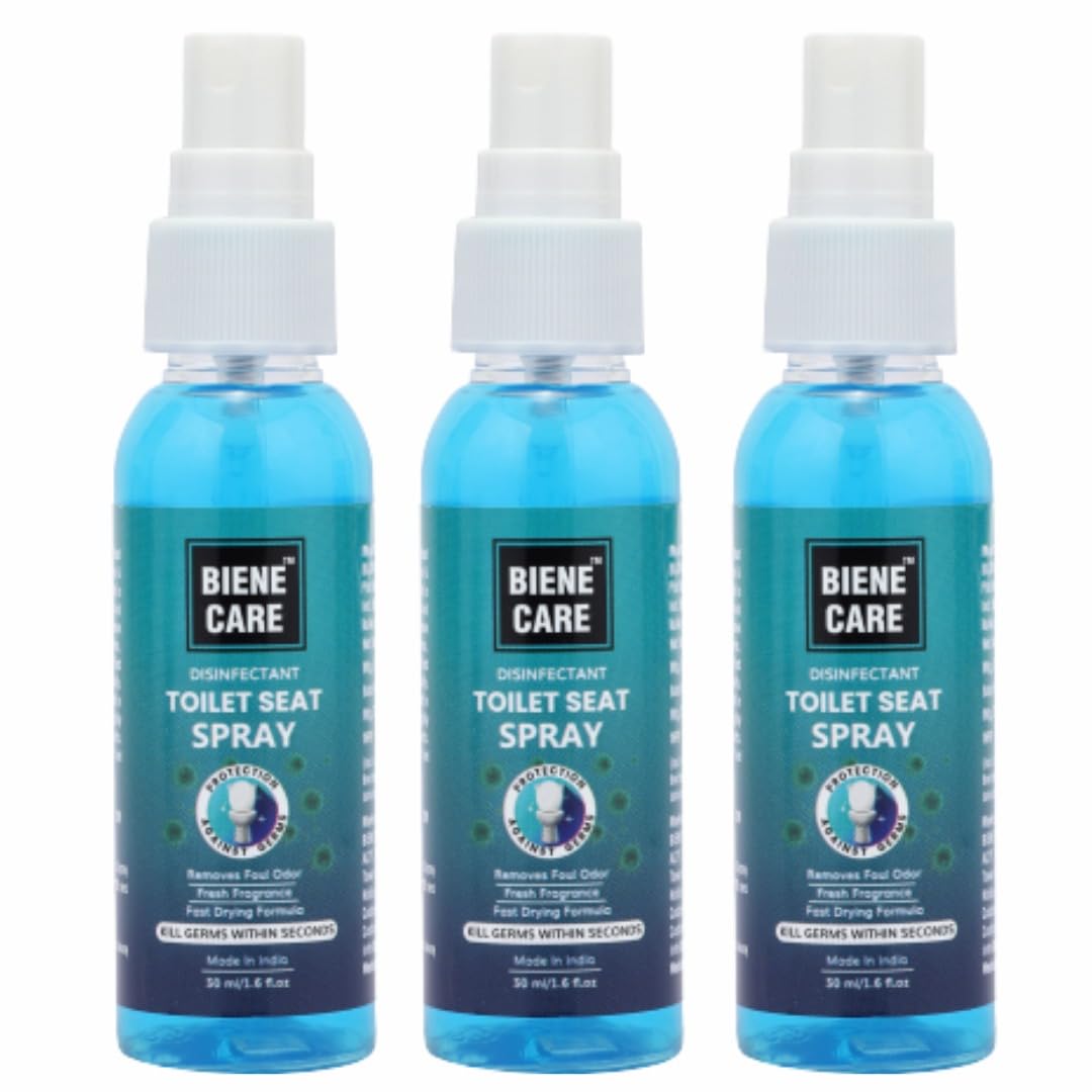 Biene Care Toilet Seat Sanitiser Spray (50Ml) Aqua pack of 3 - Odour and Germs Eliminating Toilet Spray | Before & After Toilet Seat Sanitiser, Disinfectant Travel Friendly | Kills 99.9% Germs (B0D4D8C2ZF) Amazon Price History, Amazon Price Tracker